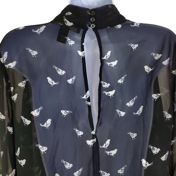 Sheer bird-patterned blouse with button closures by Forever21 / Women's S - Picture 5 of 8